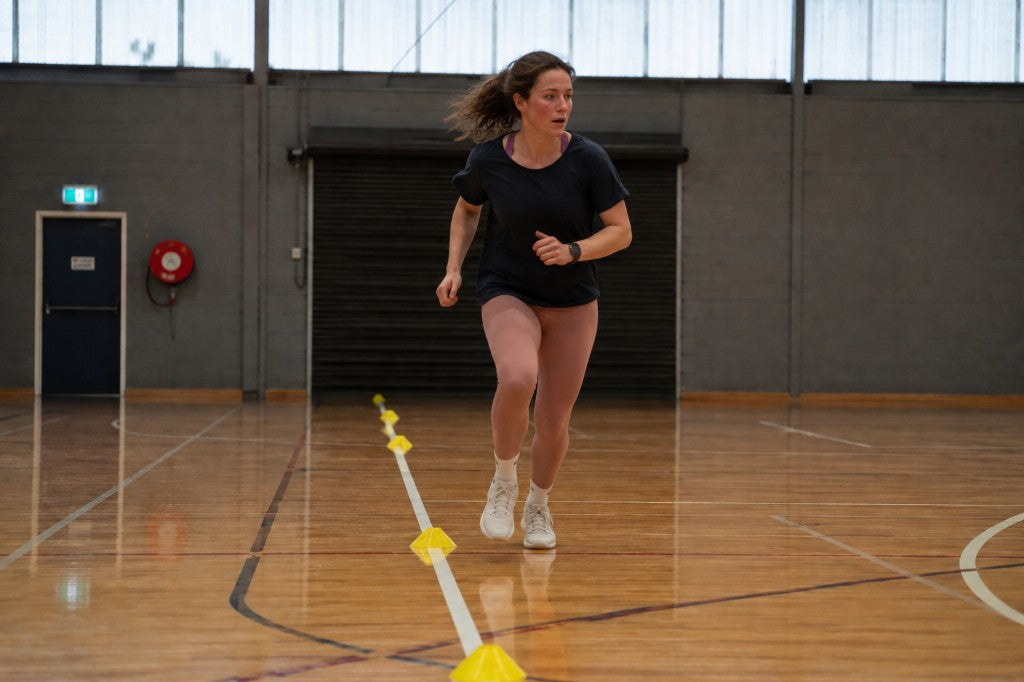 Bleep test shuttle run training — running, turning and accelerating between cones